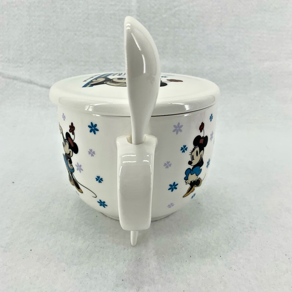 Disney 90th Anniversary Ceramic Soup Mug w/Lid & Spoon Mike-J Co‎ Minnie Mouse - Picture 5 of 8
